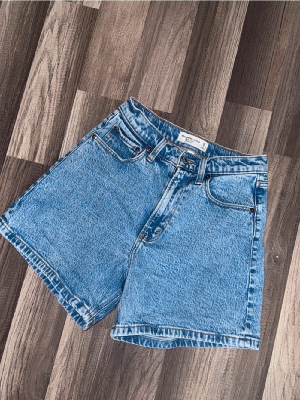 Abercrombie High-Waist Light Blue Denim Shorts